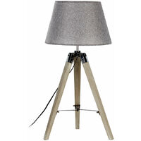 Premier Housewares Harper Grey Wood Small Tripod Floor Lamp
