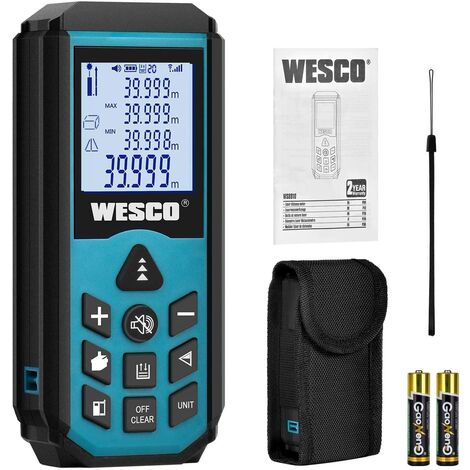 Télémètre Laser 40M (M/In/Ft) Auto-calibrazione, Misurazioni Precise di Distanza, Area, Volume WESCO WS8910