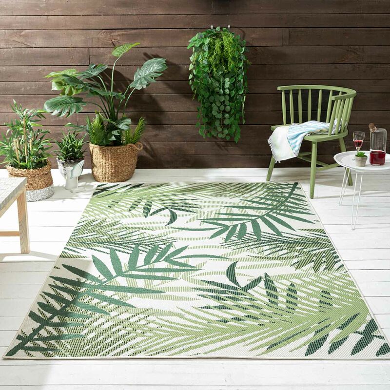 In- und Outdoor Flachgewebe Terrassen & Balkon Küche Teppich Palmen Design  Grün,60x100 cm