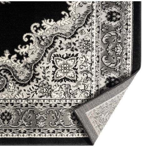 Orient Teppich grau schwarz klassisch Ornament dicht gewebt Kurzflor  farbecht ,60x110 cm