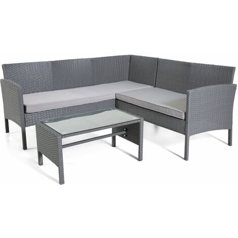 The Lakewood Grey Rattan Corner Sofa Set - Grey