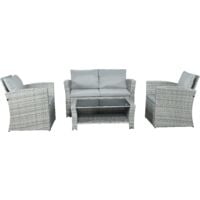 The Wilmslow 4 Seat Rattan Sofa Lounge Set - Grey