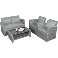 The Wilmslow 4 Seat Rattan Sofa Lounge Set - Grey