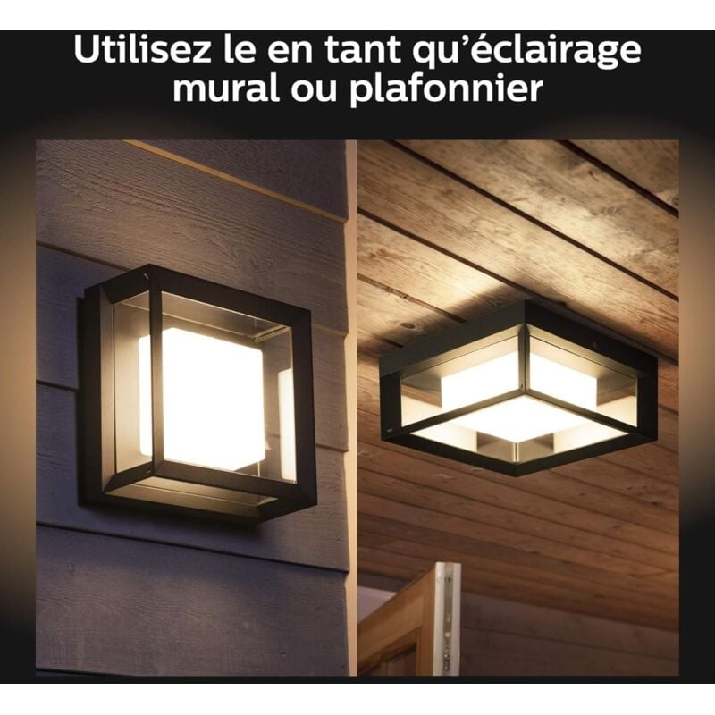Philips Hue White & Color lot de 2 Appliques murales Extérieures ECONIC en aluminium, Noir