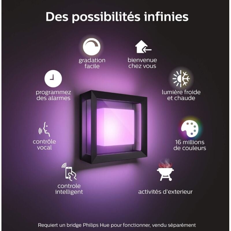 Philips Hue White & Color lot de 2 Appliques murales Extérieures ECONIC en aluminium, Noir 3