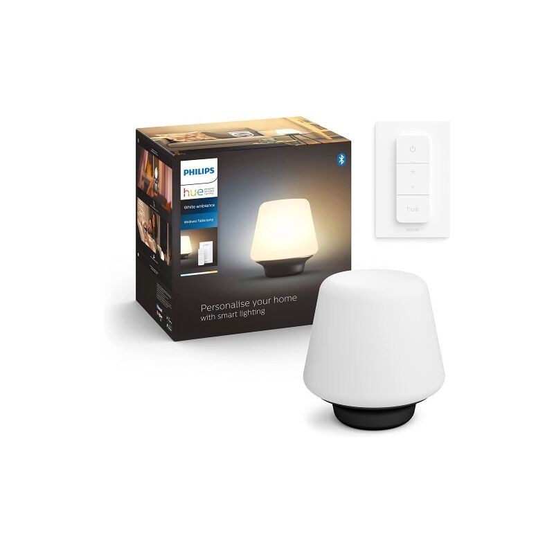 Philips White Ambiance WELLNESS Lampe à poser 1x9.5W - Blanc (Télécommande  incluse), compatible Bluetooth, fonctionne avec Alexa, Google Assistant et  Apple Homekit