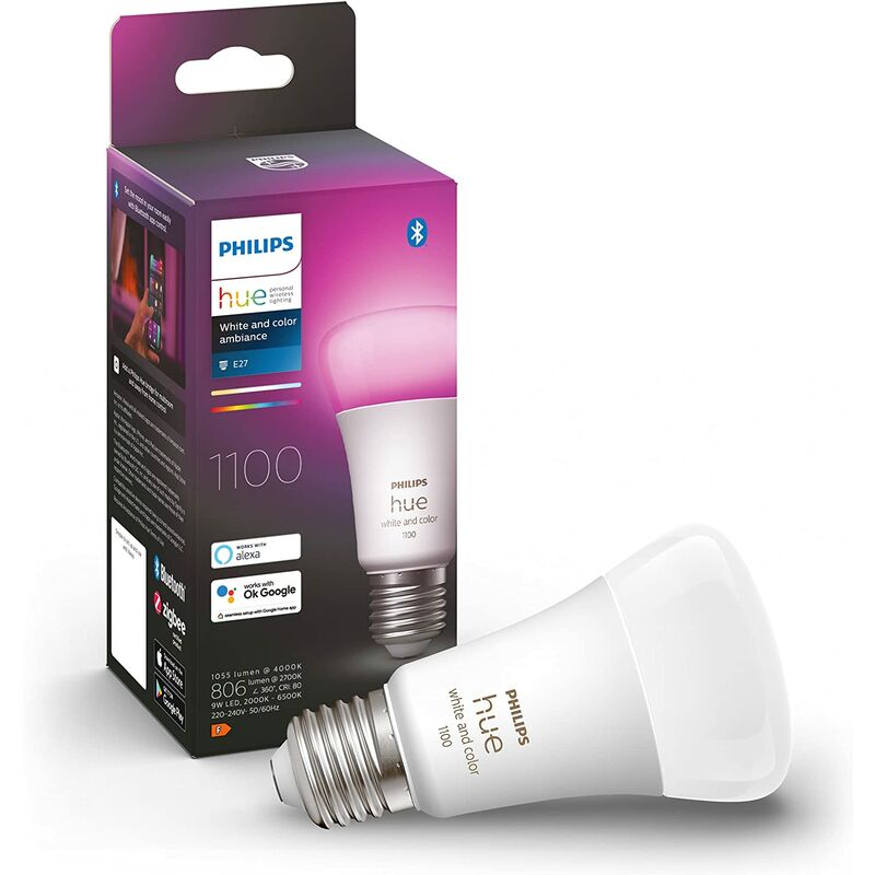 Ampoule DEL intelligente Bluetooth Hue A19, blanc et multicolore, 9,5 W de PHILIPS  HUE