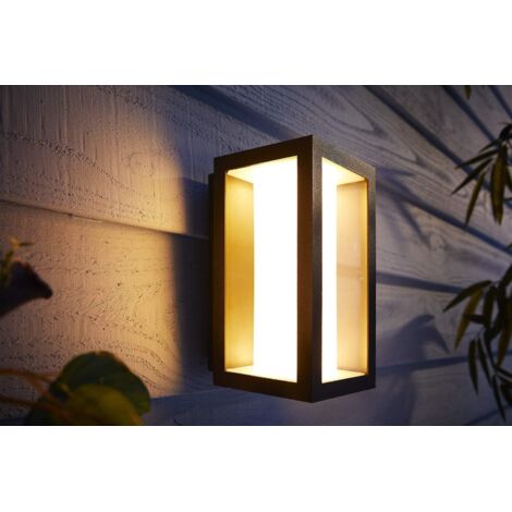 Philips Hue – Lot de 2 appliques murales extérieures IMPRESS – Noir – Intensité variable – 16 millions de couleurs – Idéal pour ambiance personnalisable