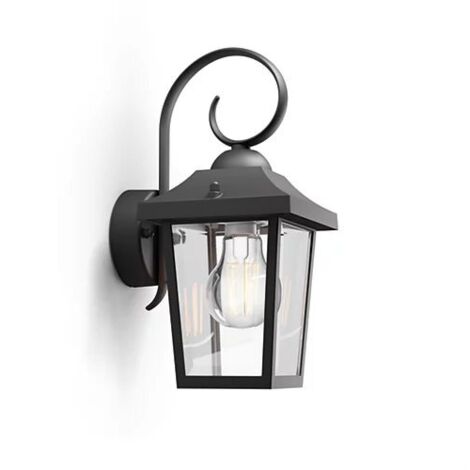 Philips Hue – Applique murale extérieure noire IP44 – Ampoule LED E27 4W (équivalent 60W) – Résistante aux intempéries – Design moderne