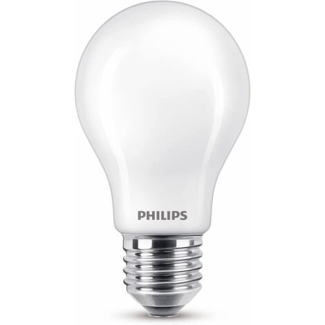 Lot de 4 ampoules LED Philips Classic A60 E27 10,5W (équivalent 100W) – Lumière blanche chaude 2700K, finition givrée (1/2)