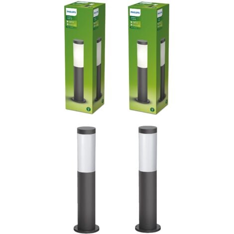 Lot de 2 bornes d'éclairage extérieur Philips Utrecht 20W E27 – Anthracite, IP44