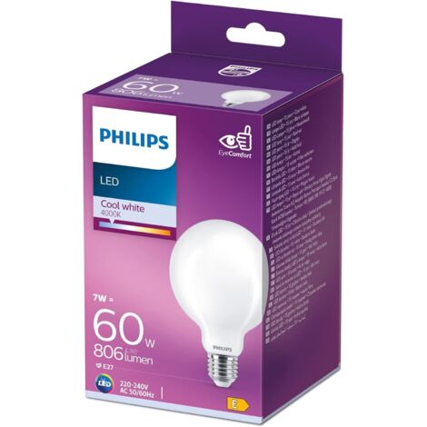 Philips LED Classic E27 ampoules pack de 6 (60 W), ampoules LED mates