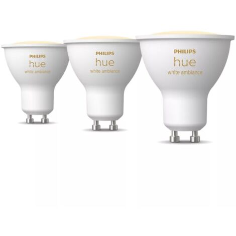 Philips Hue White Ambiance, Lot de 2 packs (3 ampoules GU10/pack), Lumière blanche chaud-froid, Bluetooth, Contrôle vocal Alexa/HomeKit/Google