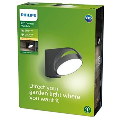 Philips Hue – Applique murale extérieure Philips Mimosa 7W – Lumière blanc chaud 2700 K – Aluminium moulé – Résistante IP44 pour extérieur