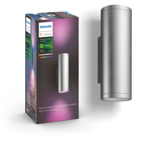 Philips – Applique murale extérieure solaire en acier inoxydable – Couleur de lumière variable – 1200 lm – IP44 – Compatible Alexa et Google Assistant (1/5)
