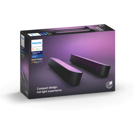 Kit de jeu d'initiation Philips Hue – 2 barres lumineuses LED noires – 16 millions de couleurs – Installation facile derrière écran