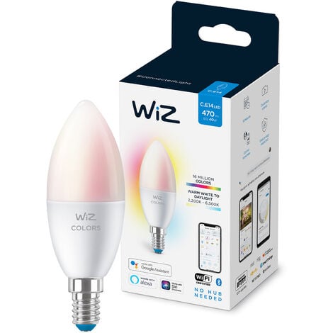 WiZ ampoule couleur LED connectée Wi-Fi E14 flamme, équivalent 40W