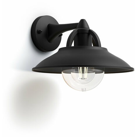 Philips – Applique murale extérieure Cormorant – Aluminium noir – Culot E27 – IP44 pour usage extérieur – Max 1x42W