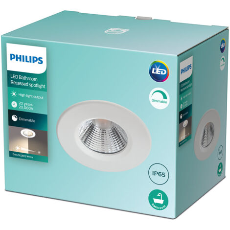 Philips Spot LED encastrable DIVE, intensité variable, 5.5W, 8x5x7 cm, Blanc