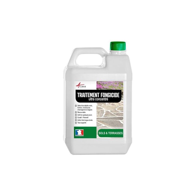 Anti-Mousse Toiture Ultra Concentré 5L – Fongicide Puissant Anti-Dépôts Verts, Algues, Lichens & Moisissures