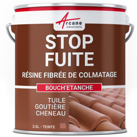 Arcane Industries – Peinture fibrée d'étanchéité 2.5 L – Colmatage fuites tuiles, gouttières, chenaux – Résine acrylique, film souple, insensible à l'eau (1/2)