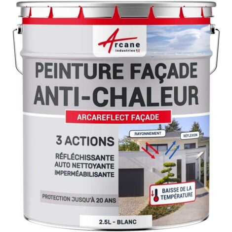 Peinture façade anti chaleur coolroof réfléchissante ARCAREFLECT - 2.5 L Blanc - ARCANE INDUSTRIES