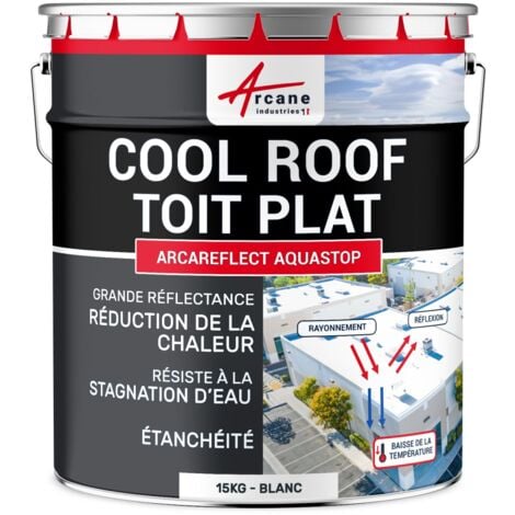 Cool roof, toit plat, terrasse, réfléchissante - 15 kg Blanc - ARCANE INDUSTRIES
