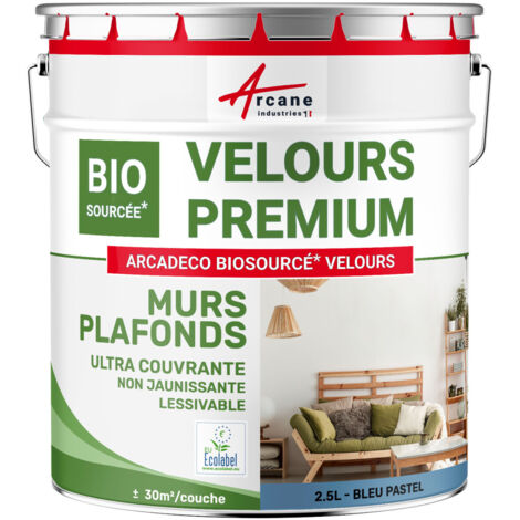 Peinture mur et plafond, satin, velours, biosourcée - 2.5 L (+ ou - 30m² par couche) Bleu Pastel - RAL 5024 - ARCANE INDUSTRIES (1/5)