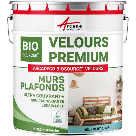 Peinture mur et plafond, satin, velours, biosourcée - 10 L (+ ou - 120m² par couche) Vert clair - RAL 6027 - ARCANE INDUSTRIES (1/5)