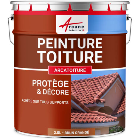 Arcane Industries – Peinture toiture pour tuiles et ciment 2.5 L brun orangé RAL 8023 – Protection UV et intempéries – Fini légèrement satiné