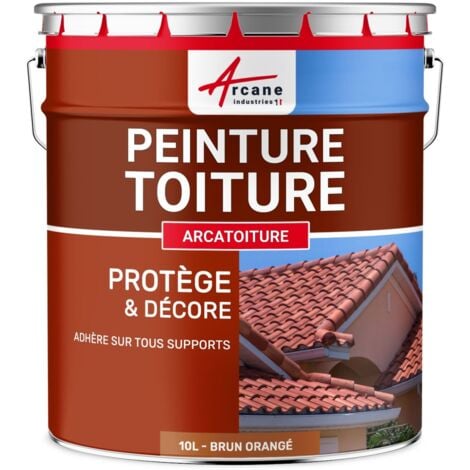 Peinture toiture, tuile, ciment et terre cuite - 10 L Brun Orangé - RAL 8023 - ARCANE INDUSTRIES