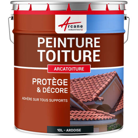 Arcane Industries – Peinture toiture premium 10 L gris ardoise – Protection UV et intempéries – Résine copolymère acrylique – Application facile