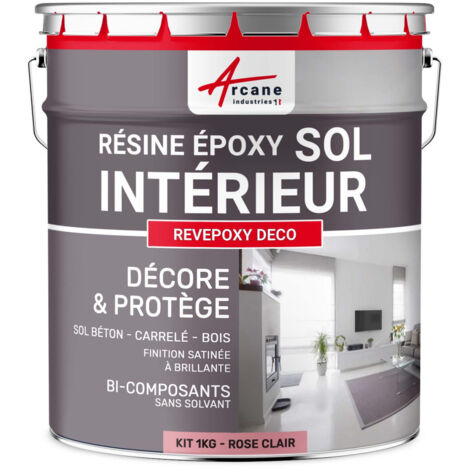 Peinture sol, résine epoxy, peinture pour sol, salon, cuisine, salle de bains, effet miroir : Revepoxy deco - 1 kg (jusqu'à 5 m² en 2 couches) Rose Clair - RAL 3015 - ARCANE INDUSTRIES