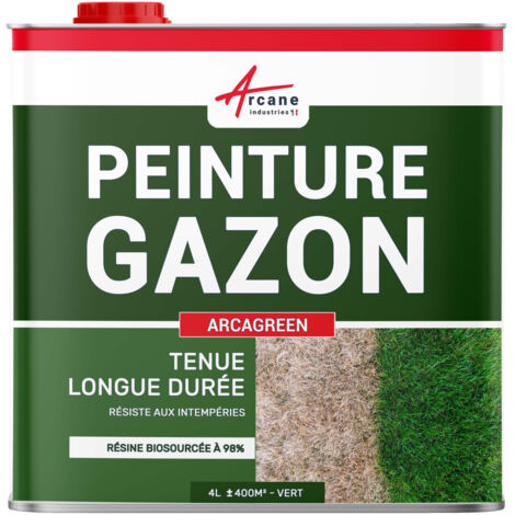 Arcane Industries – Peinture extérieure gazon 4 L – Revitalise pelouses décolorées – Formule biosourcée – Couvre jusqu'à 200 m² – Séchage rapide 3h