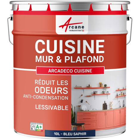Peinture cuisine, lessivable, absorbe les odeurs - 10 L Bleu saphir - RAL 5003 - ARCANE INDUSTRIES (1/5)