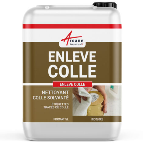 Enlever colle : produit, tissu, bois, verre, vitre, pvc, adhésif, mastic, scotch, autocollant, éliminer solvant, glue : Enleve colle - 5 L  - ARCANE INDUSTRIES