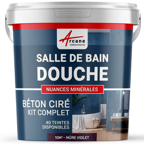 béton ciré, salle de bain, douche italienne, pièce d'eau, kit, beton, cire, salle de bains,  douche italienne - 10 m² (en 2 couches) Mure Violet - ARCANE INDUSTRIES