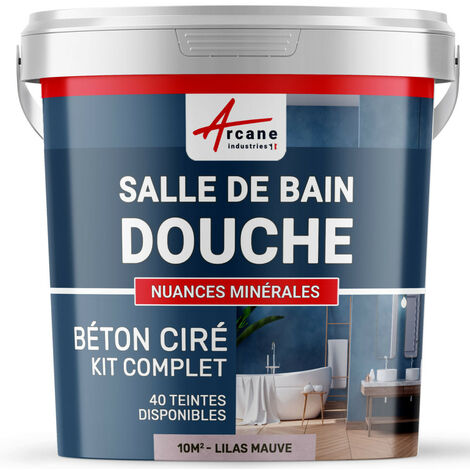 béton ciré, salle de bain, douche italienne, pièce d'eau, kit, beton, cire, salle de bains,  douche italienne - 10 m² (en 2 couches) Lilas Mauve - ARCANE INDUSTRIES