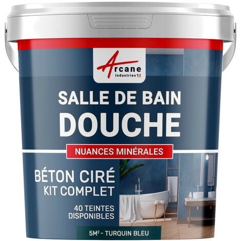 béton ciré, salle de bain, douche italienne, pièce d'eau, kit, beton, cire, salle de bains,  douche italienne - 5 m² (en 2 couches) Turquin Bleu - ARCANE INDUSTRIES