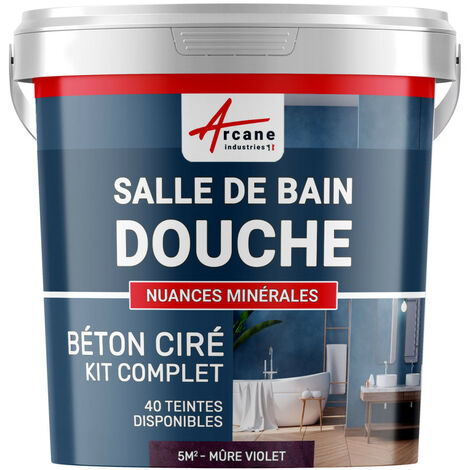 béton ciré, salle de bain, douche italienne, pièce d'eau, kit, beton, cire, salle de bains,  douche italienne - 5 m² (en 2 couches) Mure Violet - ARCANE INDUSTRIES