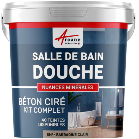 béton ciré, salle de bain, douche italienne, pièce d'eau, kit, beton, cire, salle de bains,  douche italienne - 5 m² (en 2 couches) Barbadine Clair - ARCANE INDUSTRIES