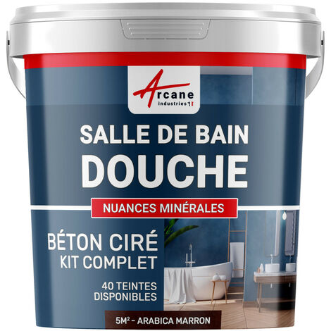 béton ciré, salle de bain, douche italienne, pièce d'eau, kit, beton, cire, salle de bains,  douche italienne - 5 m² (en 2 couches) Arabica Marron - ARCANE INDUSTRIES