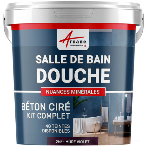 béton ciré, salle de bain, douche italienne, pièce d'eau, kit, beton, cire, salle de bains,  douche italienne - 2 m² (en 2 couches) Mure Violet - ARCANE INDUSTRIES
