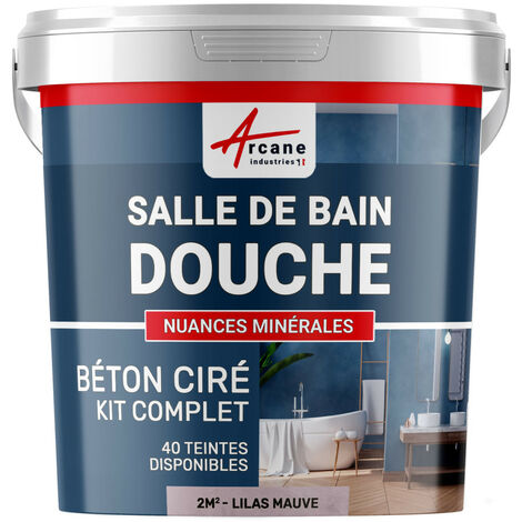 béton ciré, salle de bain, douche italienne, pièce d'eau, kit, beton, cire, salle de bains,  douche italienne - 2 m² (en 2 couches) Lilas Mauve - ARCANE INDUSTRIES