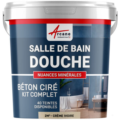 béton ciré, salle de bain, douche italienne, pièce d'eau, kit, beton, cire, salle de bains,  douche italienne - 2 m² (en 2 couches) Crème Ivoire - ARCANE INDUSTRIES