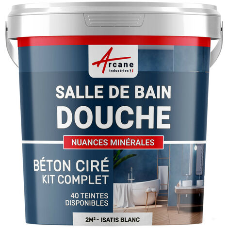 Arcane Industries – Kit complet béton ciré Isatis Blanc – Pour salles de bains et douches italiennes – Surface 2 m² en 2 couches – Application facile