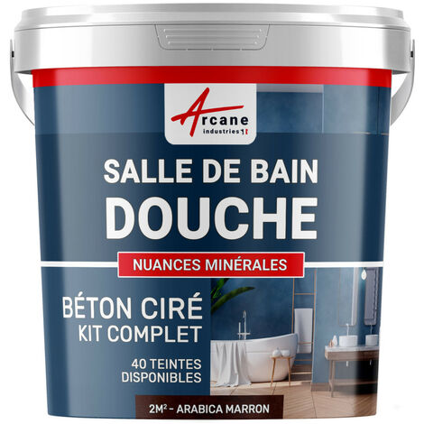 Arcane Industries – Kit complet béton ciré 2 m² – Application facile pour douche italienne – Résistant à l'eau – Couleur Arabica Marron