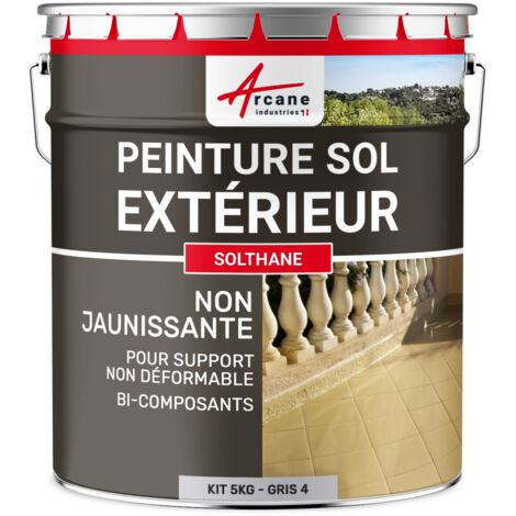 Peinture pour sol extérieur et intérieur, pour béton, haute résistance, non jaunissante : Solthane - 5 kg Telegris 4 - RAL 7047 - ARCANE INDUSTRIES