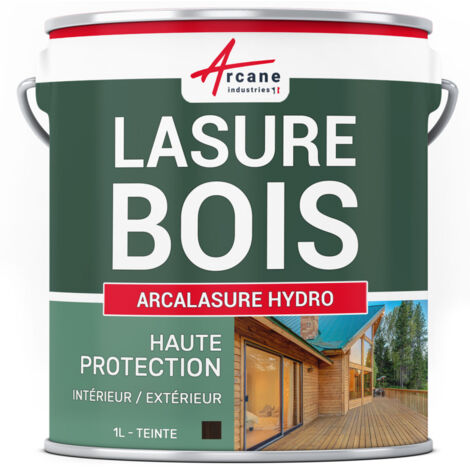 Arcane Industries – Lasure bois extérieur 1 L ébène – Finition satinée – Protection contre intempéries – Compatible tous types de bois
