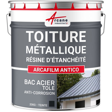 Arcane Industries – Produit d'étanchéité pour toiture métallique – Résistant à la corrosion et aux intempéries – Application sur acier, zinc, aluminium – 20 kg Noir bleuté (1/5)